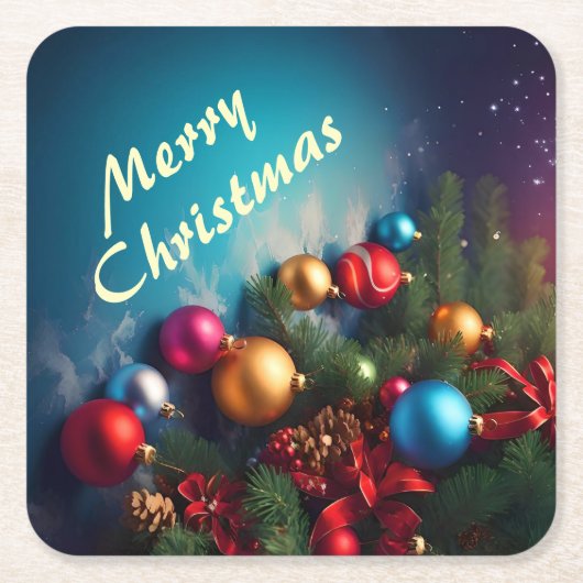 Merry Christmas Aangepaste gepersonaliseerde tekst Kartonnen Onderzetters (Voorkant)