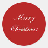 Merry Christmas Aangepaste Tekst Eenvoudig Rood Ch Ronde Sticker (Voorkant)