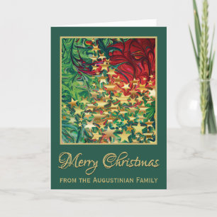 MERRY CHRISTMAS Abstracte Red Green Gold Stars Feestdagen Kaart