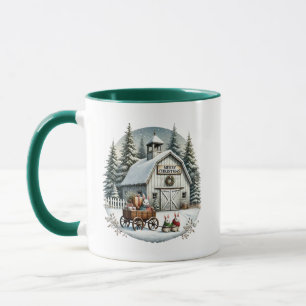 Merry Christmas add monogram Country barn Mok