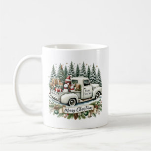 Merry Christmas add monogram Country truck Koffiemok