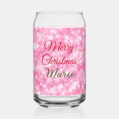 Merry Christmas add naam rode sprankeling glitter  Blikvorm Glas (Achterkant)