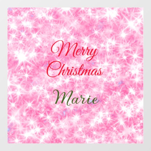 Merry Christmas add naam rode sprankeling glitter  Raamsticker (Vel)