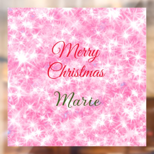 Merry Christmas add naam rode sprankeling glitter  Raamsticker (Vel 2)