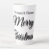 Merry Christmas add name text custom family gift Latte Mok (Voorkant)