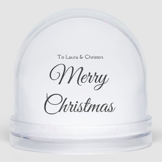 Merry Christmas add name text custom family gift Sneeuwbol (Voorkant)