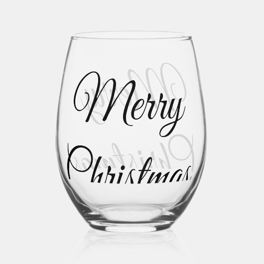 Merry Christmas add name text custom family gift Wijnglas Zonder Voet (Voorkant)