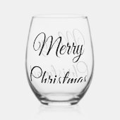 Merry Christmas add name text custom family gift Wijnglas Zonder Voet (Achterkant)