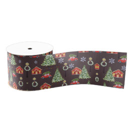 Merry Christmas Aesthetic Pattern- Festive Holiday Grosgrain Lint