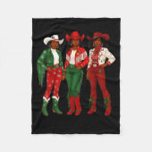 Merry Christmas African American Afro Cowgirl West Fleece Deken (Voorkant)