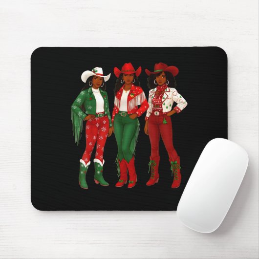 Merry Christmas African American Afro Cowgirl West Muismat (Met muis)