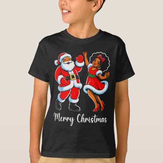 Merry Christmas African American Santa Claus Xmas T-shirt (Voorkant)