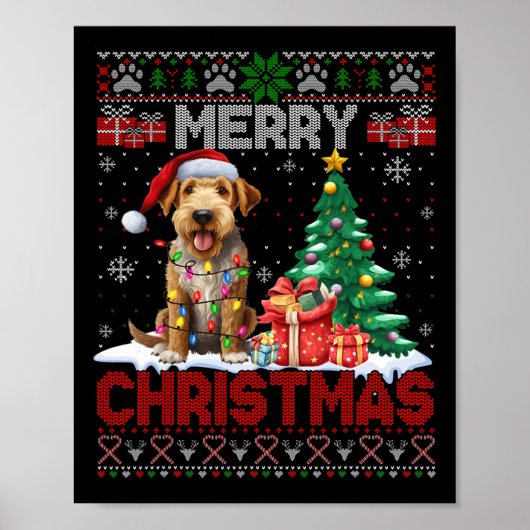 Merry Christmas Airedale Terrier Hondenliefhebber Poster (Voorkant)