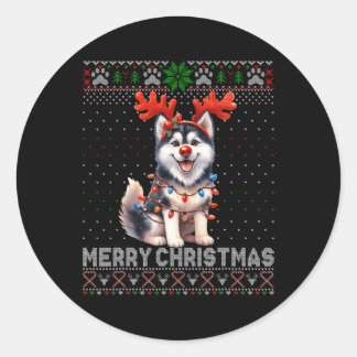 Merry Christmas Alaskan Malamute Hondenliefhebber  Ronde Sticker
