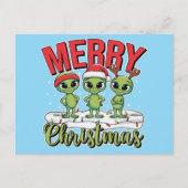 Merry Christmas Aliens Feestdagenkaart (Voorkant)