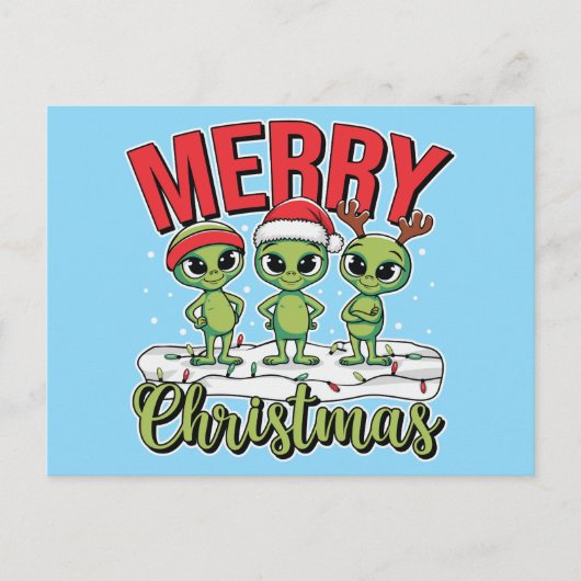 Merry Christmas Aliens Feestdagenkaart (Voorkant)