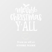 Merry Christmas All White Script Logo Store Naam Raamsticker (Vel)