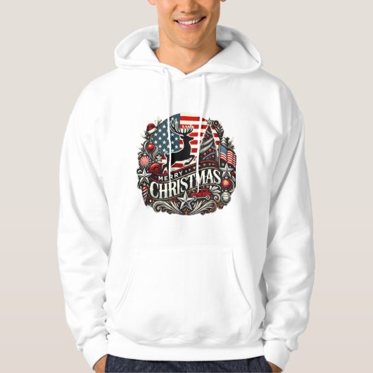 Merry Christmas Amerikaanse stijl Hoodie (Voorkant)