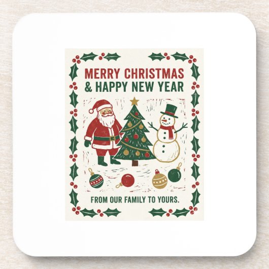 Merry Christmas and a Happy New Year Bier Onderzetter (Voorkant)