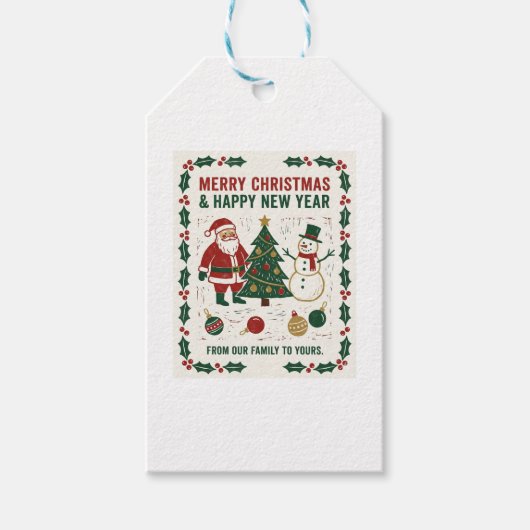 Merry Christmas and a Happy New Year Cadeaulabel (Voorkant)