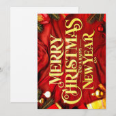 "Merry Christmas and a Happy New Year" Festlich Feestdagenkaart (Voorkant / Achterkant)