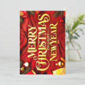 "Merry Christmas and a Happy New Year" Festlich Feestdagenkaart (Staand voorkant)
