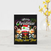 Merry Christmas And A Happy New Year Firework Wine Kaart (Gele Bloem)
