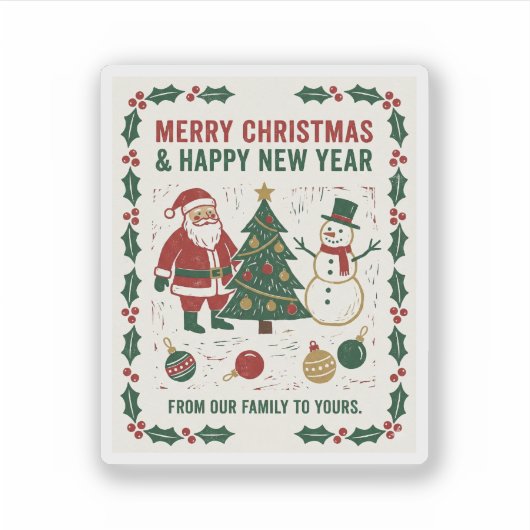 Merry Christmas and a Happy New Year Sticker (Voorkant)