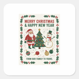 Merry Christmas and a Happy New Year Vierkante Sticker