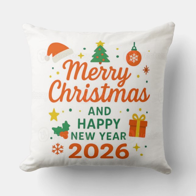 Merry Christmas and Happy New Year 2026 Kussen (Voorkant)