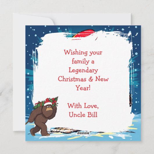 Merry Christmas and Happy New Year Bigfoot Feestdagenkaart (Achterkant)
