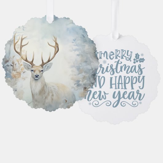 Merry Christmas and Happy New Year Buck Ornament Kaart (Voorkant / Achterkant)