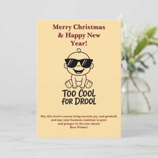 Merry Christmas and Happy New Year Card Funny baby Feestdagenkaart (Staand voorkant)