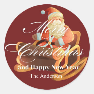 merry christmas and happy new year Classic Round Ronde Sticker