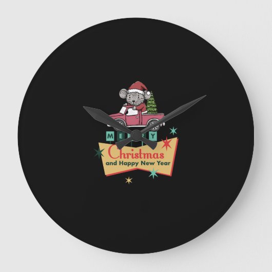 Merry Christmas and Happy New Year Grote Klok (Voorkant)