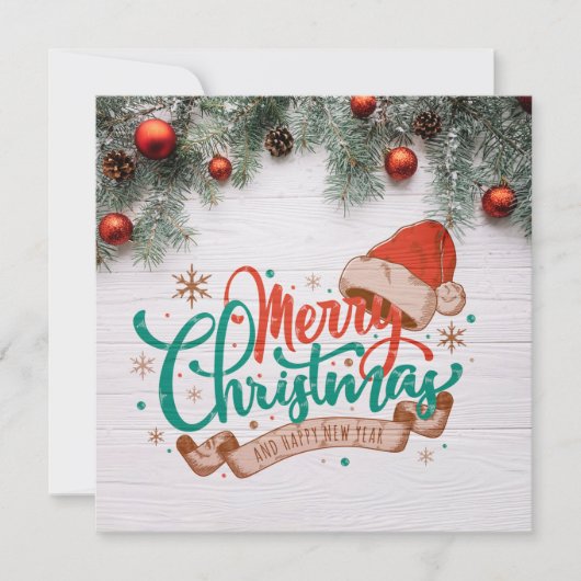 Merry Christmas And Happy New Year Kaart (Voorkant)