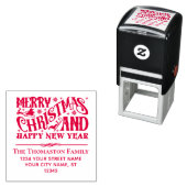 Merry Christmas and Happy New Year Name Address Zelfinktende Stempel (In situ)