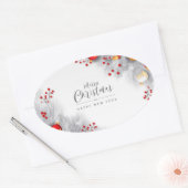 Merry Christmas And Happy New Year Ovale Sticker (Envelop)
