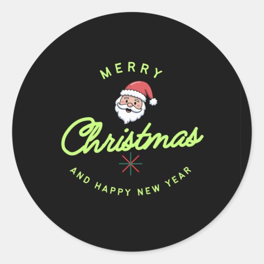 Merry Christmas and Happy New Year Ronde Sticker (Voorkant)