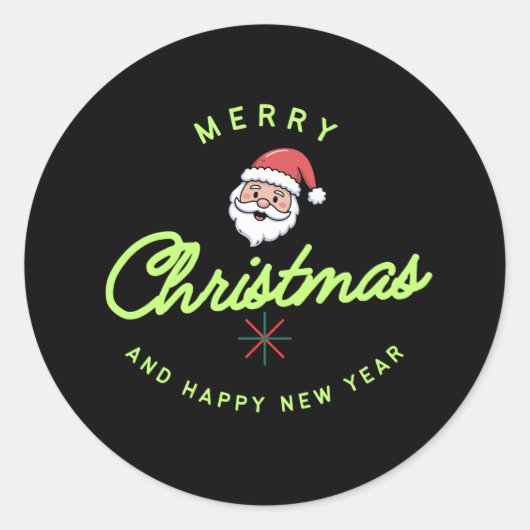 Merry Christmas and Happy New Year Ronde Sticker (Voorkant)