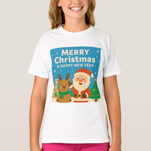 Merry Christmas and Happy New Year - Santa T-shirt (Voorkant)