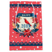 Merry Christmas and Happy New Year! Snow Red Bird Medium Cadeauzakje (Voorkant)
