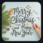 merry Christmas and happy new year Vierkante Sticker<br><div class="desc">Wishing you a Merry Christmas and a Happy New Year 2024! 🎄✨ May this festive season be filled with joy, love, and laughter. As we bid farewell to the year gone by, let's embrace the new beginnings and opportunities that the coming year brings. Cherish the moments with family and friends,...</div>