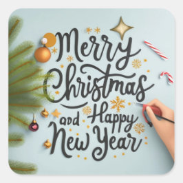 merry Christmas and happy new year Vierkante Sticker