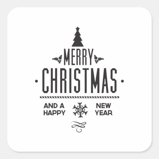 Merry Christmas and Happy New Year Vierkante Sticker (Voorkant)
