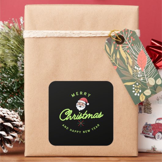 Merry Christmas and happy new year Vierkante Sticker (Feestdagen)