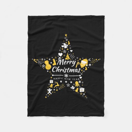 Merry Christmas And Happy New Year Xmas Star  Fleece Deken (Voorkant)