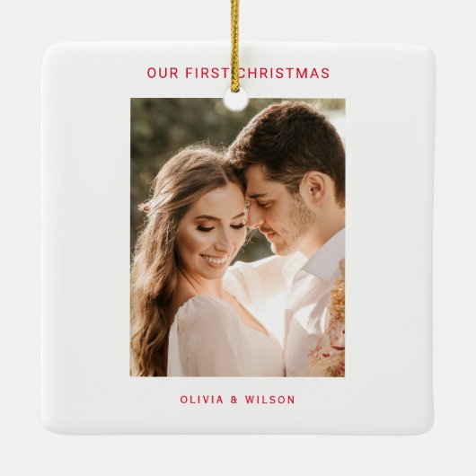Merry Christmas and Married Photo Keramisch Ornament (Achterkant)