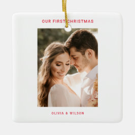 Merry Christmas and Married Photo Keramisch Ornament