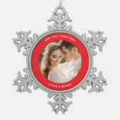 Merry Christmas and Married Photo Tin Sneeuwvlok Ornament (Voorkant)